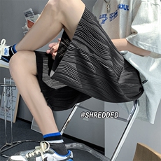 港风夏季新款潮男波浪条纹冰丝质感短裤五分裤K5003B315P35控48，男装休闲裤，电商B315