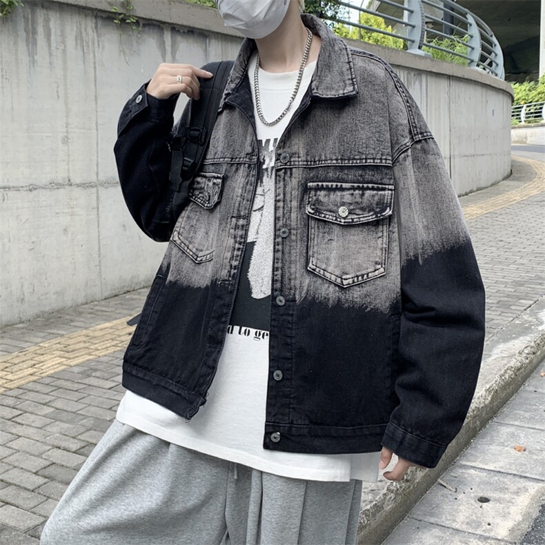 复古高街2023新款牛仔外套宽松渐变色扎染帅气夹克JK0100-P58,男装夹克,星座308B-1