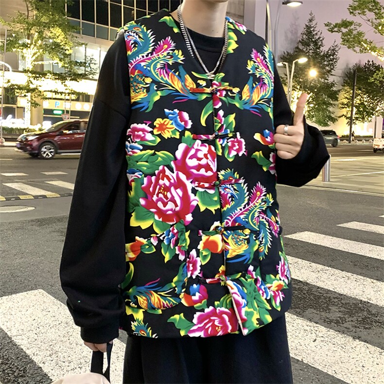 MJ203秋新东北大花盘扣马甲大码男女装学生青少年棉坎肩潮背心男,男装背心/马甲,星座115A(原星座507）
