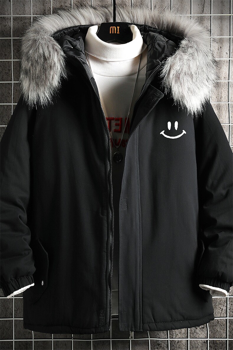 MM48204-P130冬季大毛领棉衣男士大码加厚棉袄男棉服网格,男装棉衣,电商A040A