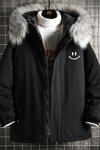 MM48204-P130 冬季大毛领棉衣男士大码加厚棉袄男棉服 网格图片