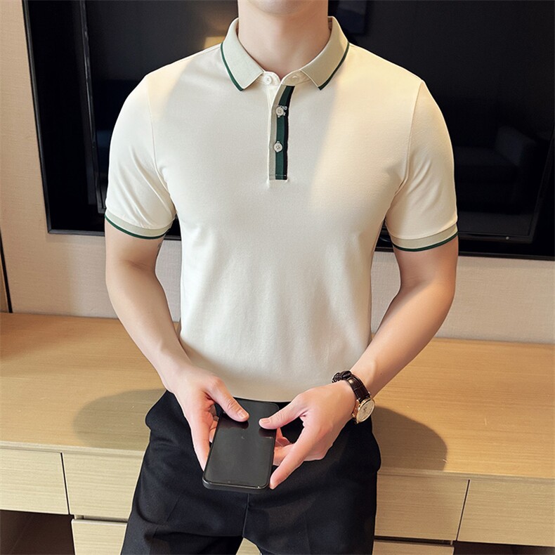 2026夏季新款织带高级感短袖T恤帅气翻领Polo衫T0281-P53,男装T恤,电商D342