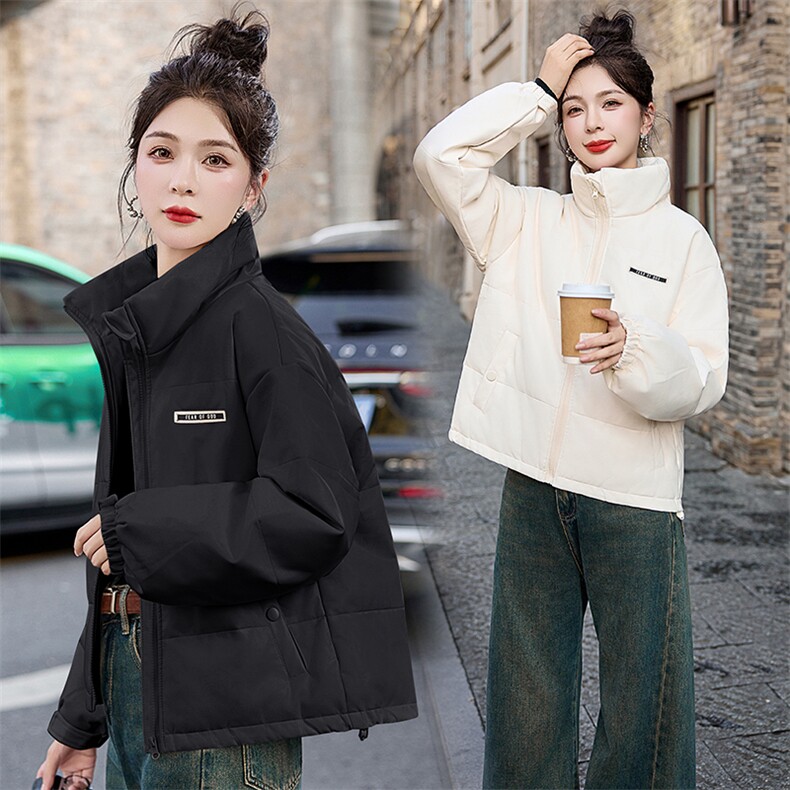 高端小个子加厚羽绒服女短款2024冬季新款韩版宽松PU皮白鸭绒外套,女装羽绒服,曼慕纤衣