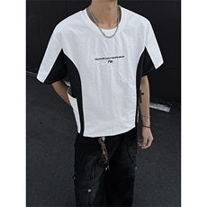 夏季新款男女同款短袖圆领拼色短袖XZ102B-1-T2553P40，男装T恤，星座102B-1
