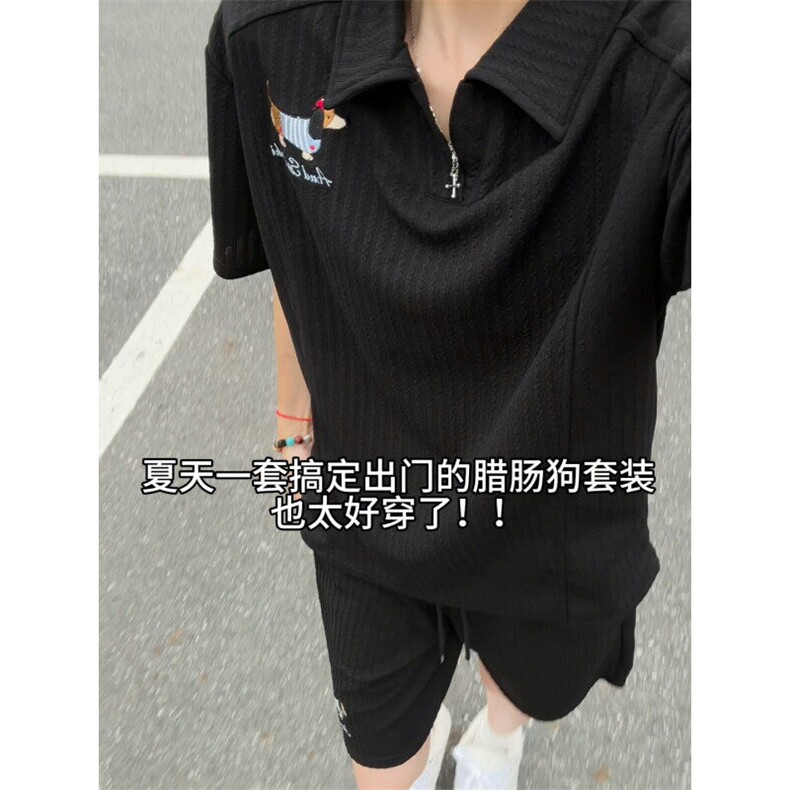 XZ809A/TZTZ02套装P75/控88    腊肠狗绣花POLO衫T恤图片