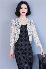 2023年夏季绣花开衫短款修身百搭蕾丝衫/雪纺衫时尚潮流，女装蕾丝衫/雪纺衫，婵米儿