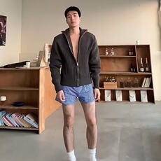 MY61-P632025翻领拉链纯色毛衣外套男冬季新款百搭高领慵懒风，男装针织衫/毛衣，电商B323A