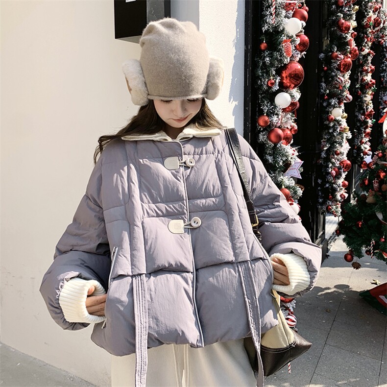 韩版学院风拼接短款保暖羽绒服女2025冬季新款显瘦加厚白鸭绒外套,女装羽绒服,秀美人生