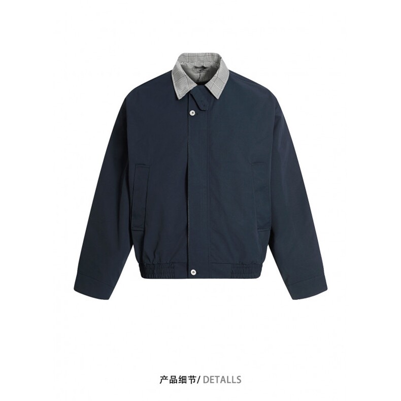 得物品质秋款男夹克衫条纹格子拼接宽松休闲外套JK6818P65,男装夹克,星座1013-1