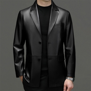 8016秋冬新款海宁男士皮衣皮西服休闲男装外套百搭P750图片