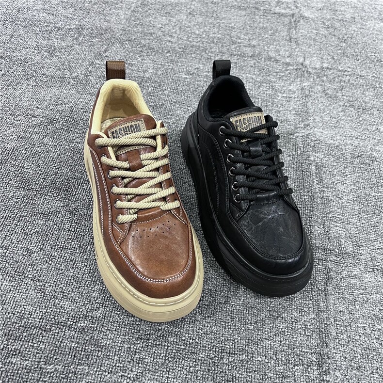 2025秋季新款百搭厚底板鞋 英伦风马丁工装鞋简约 脚感舒适，男鞋休闲鞋，黄金折扣鞋