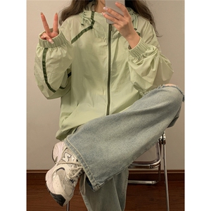 中性风黄灯连帽滚边设计防晒衣女潮牌防晒服男FS77005P45控68图片