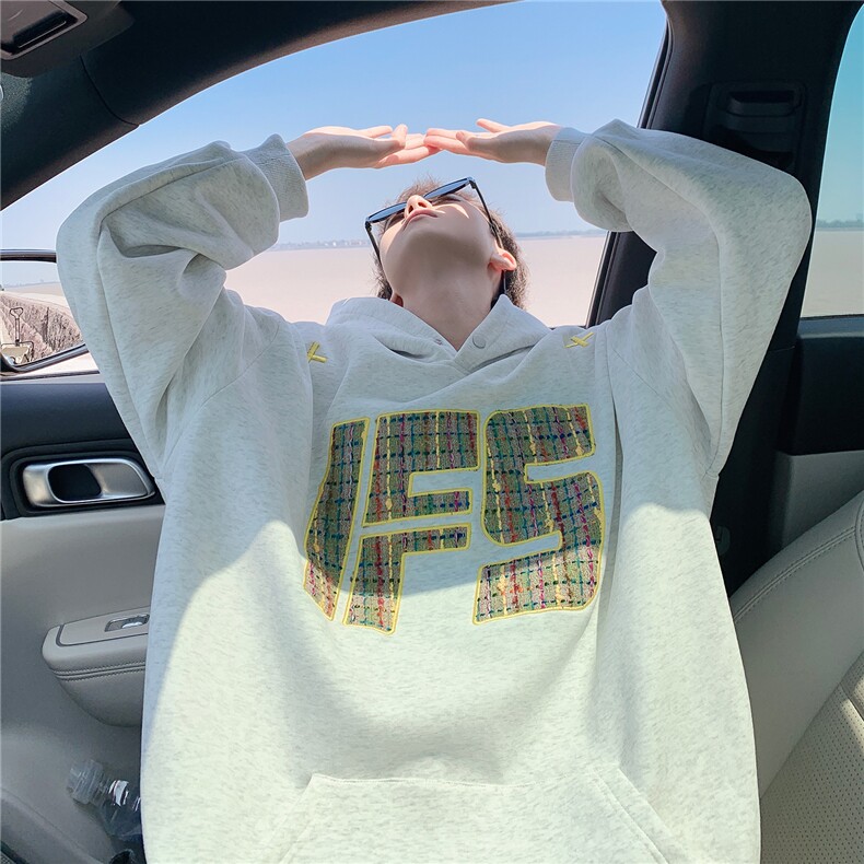 重磅贴布刺绣卫衣大码春秋连帽衫硬挺外套美式休闲上衣WY9108/P65,女装短外套,电商B238