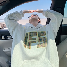 重磅贴布刺绣卫衣大码春秋连帽衫硬挺外套美式休闲上衣WY9108/P65，女装短外套，电商B238