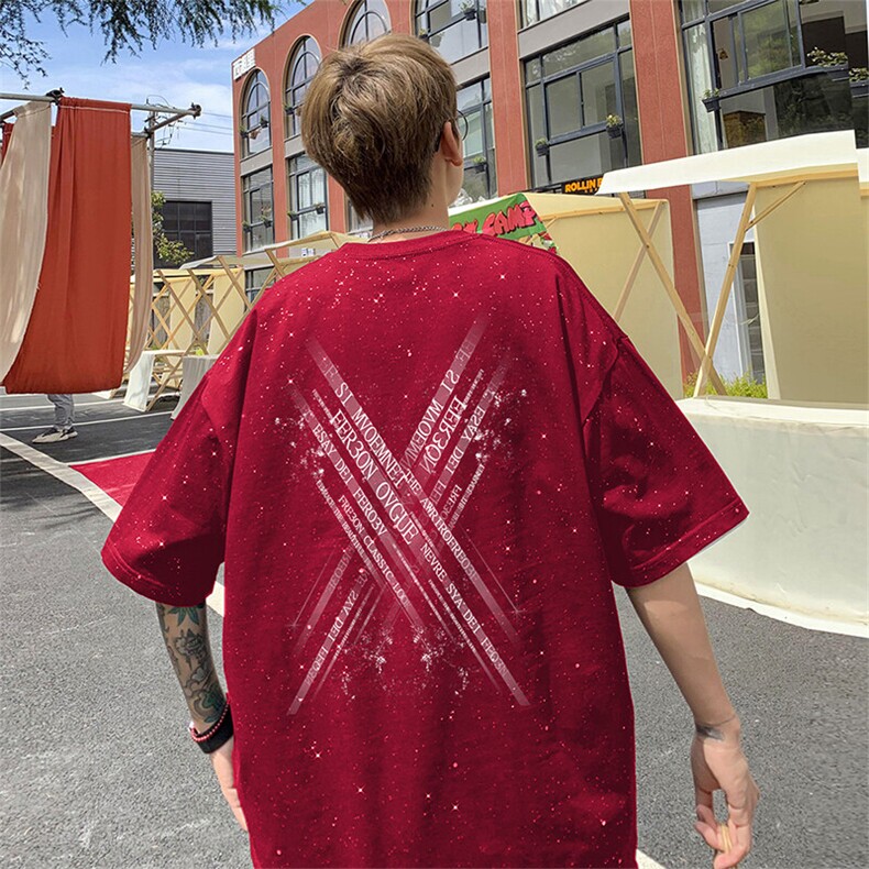 可48小时发货支持抖音得物来样二开美式满天星亮片短袖T恤MTX662,男装T恤,电商A486