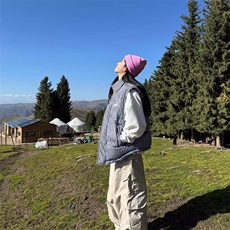 冬季美式复古马甲女宽松立领格子背心坎肩加绒加厚棉服潮，男装背心/马甲，星座1210-1