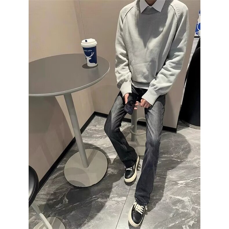 美式高街cleanfit男女直筒修身水洗黑灰色牛仔裤SC657P45,男装牛仔裤,星座1112-1
