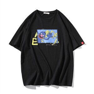 2021夏季新网格风日系大码男已注册卡通印花短袖T恤T1050-P25图片