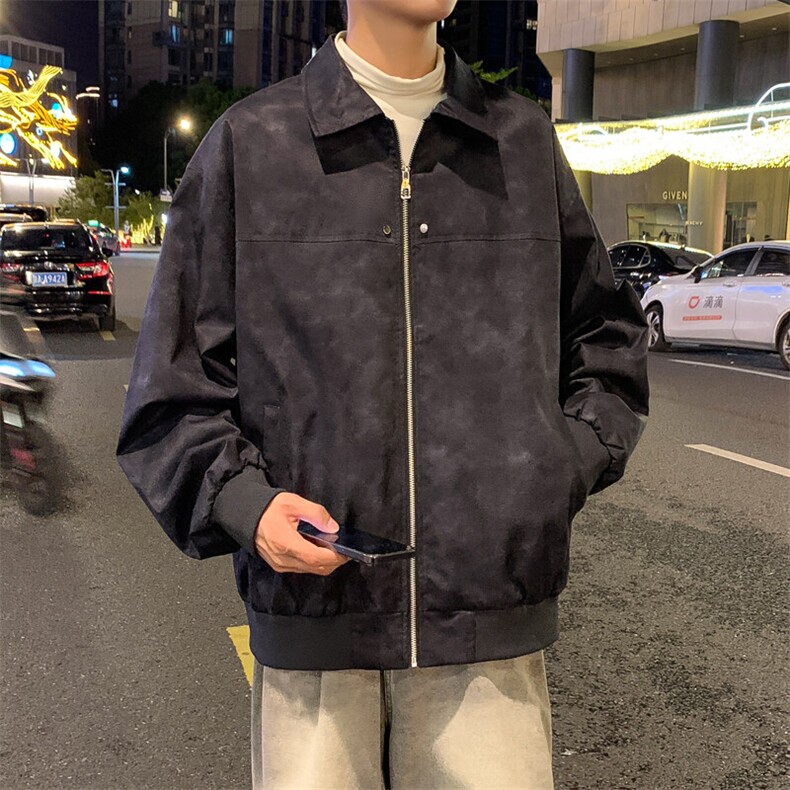 新款复古港风铆钉夹克外套痞帅小众外套翻领夹克外套JK5807P55,男装夹克,电商A128