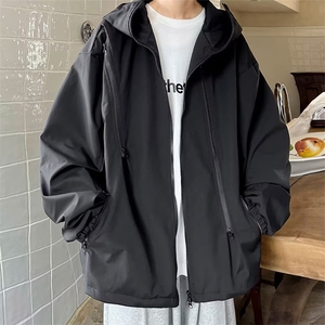 1506-1/JJK8051/P43纯色潮流新款夹克文艺百搭长袖男青春流行连帽图片