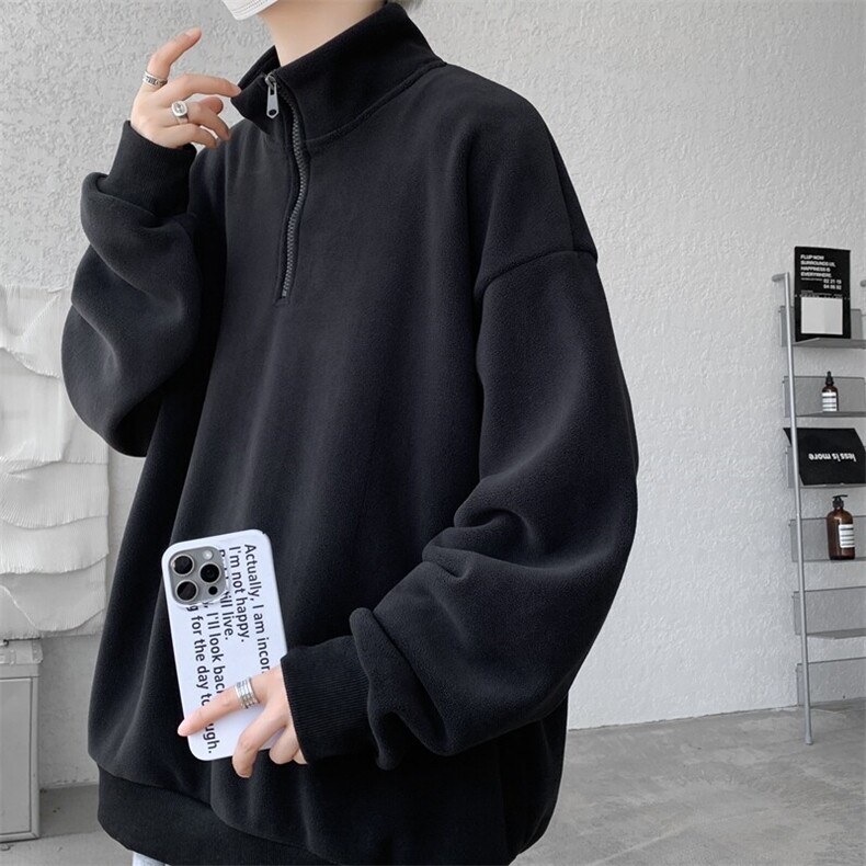 M-8XL秋冬半拉链卫衣摇粒绒大码学生复古外套立领上衣WY5105/P58,男装卫衣,电商B238