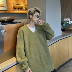 v领针织衫毛衣男秋季高级感上衣纯色潮牌线衣外套M5703/P52，男装针织衫/毛衣，星座506