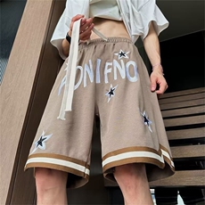 美式复古星星字母印花短裤潮牌高街宽松男女情侣D1062-P35，男装休闲裤，星座1109-3