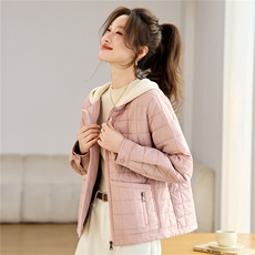 叶笙衣82559毛线帽相拼口袋拉链棉衣，女装棉衣/棉服，叶笙衣