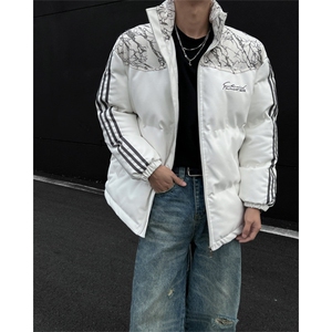 PU皮棉服冬季宽松港风棉衣立领冬装棉袄外套男MY249-特P105控168图片
