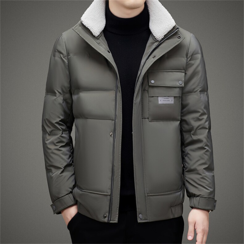 BAMJ-8916钱塘2020-2中年男士冬季厚款拉链毛领简约羽绒服P235,男装羽绒服,钱塘207-2