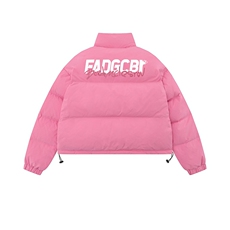 白底新款冬季时尚百搭立领字母印花美式棉服外套MY65003P85控118，男装棉衣，电商A268-1
