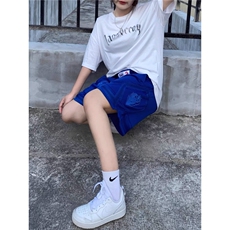 夏季新款美式潮牌刺绣运动透气篮球短裤五分裤男宽松百搭休闲裤，男装牛仔裤，星座1210-1