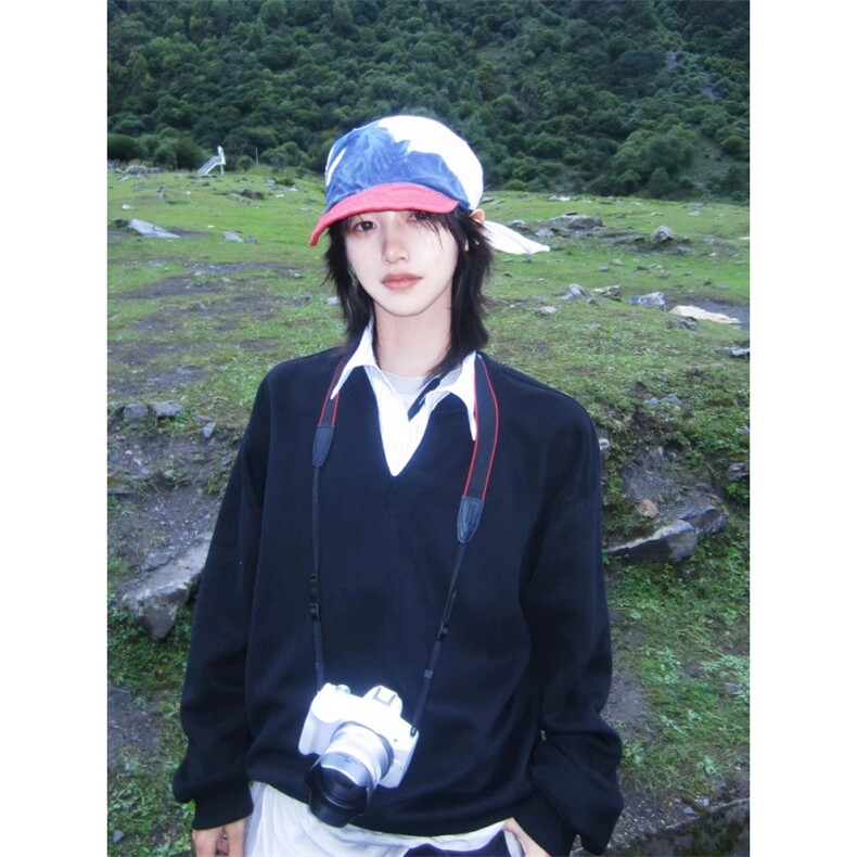 【网图】2026春季高品质卫衣外套假两件美式长袖T恤男C26001-TP39,男装T恤,电商C213(原B265)