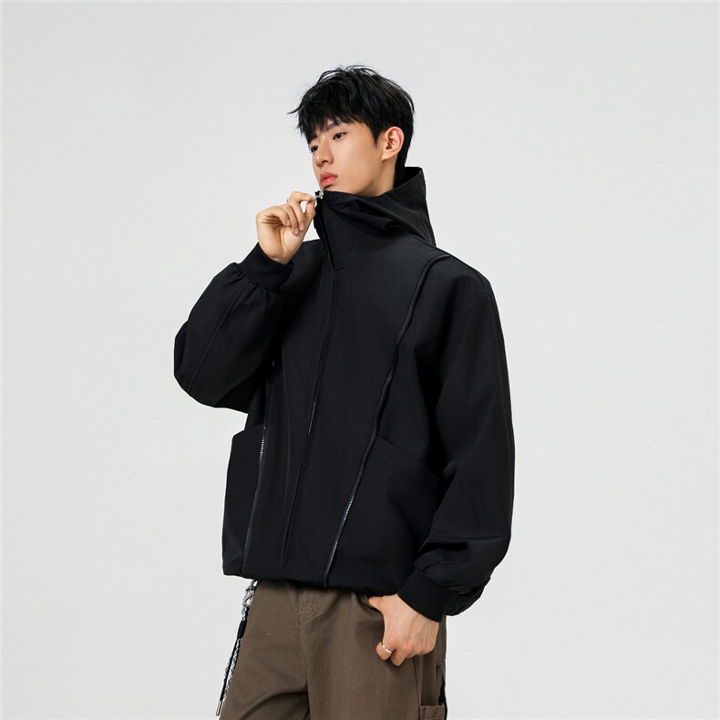 可二开拉链装饰解构大码M-5XL夹克男100%聚酯纤维JK78092P69控108,男装夹克,星座226-1