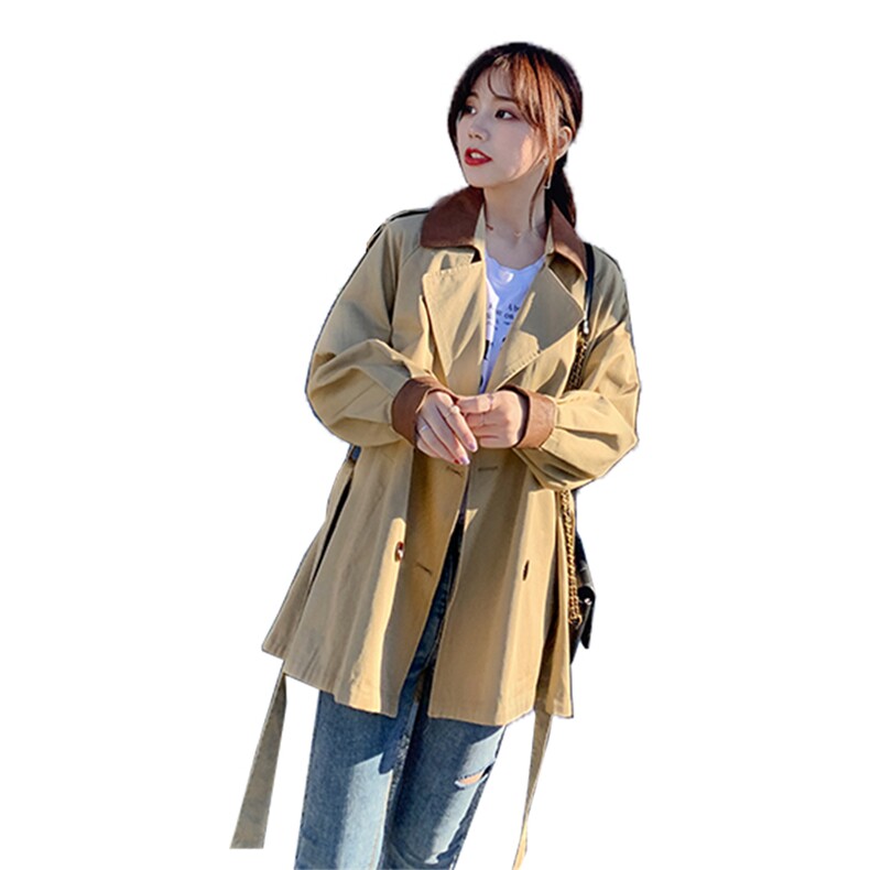 2021春秋款时尚舒适短款收腰风衣舒适百搭个性年轻款修身,女装风衣,辉之琳