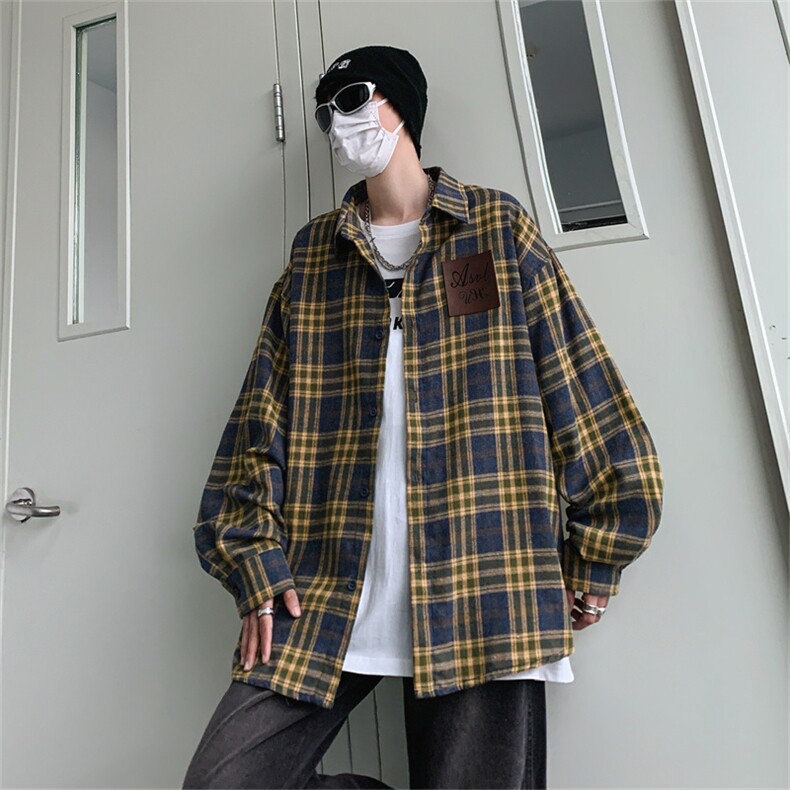 衬衫男韩版潮流格子痞子帅气高街2026春夏季新款ins外套CY137-P35,男装衬衫,星座412