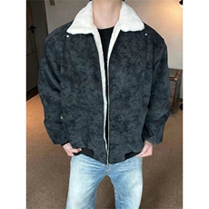 现货冬季美拉德毛领雾面PU皮棉服加绒加厚保暖百搭设计款情侣棉衣，男装棉衣，电商A443