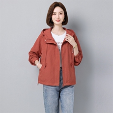 26年春新款纯棉风衣外套长袖连帽日韩休闲纯色宽松休闲百搭风2607，女装风衣，秋牧寒烟