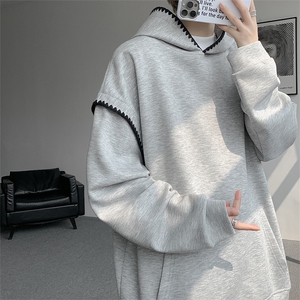 WY10155-特P48 控88新款连帽贝壳绣花麦穗提花大码男宽松情侣卫衣图片