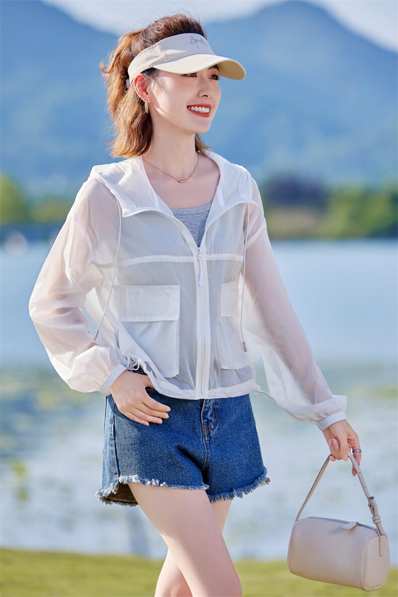 时尚休闲防晒衣女短款2025夏季新款宽松小个子冰丝防晒服轻薄外套,女装防晒衣,以桐