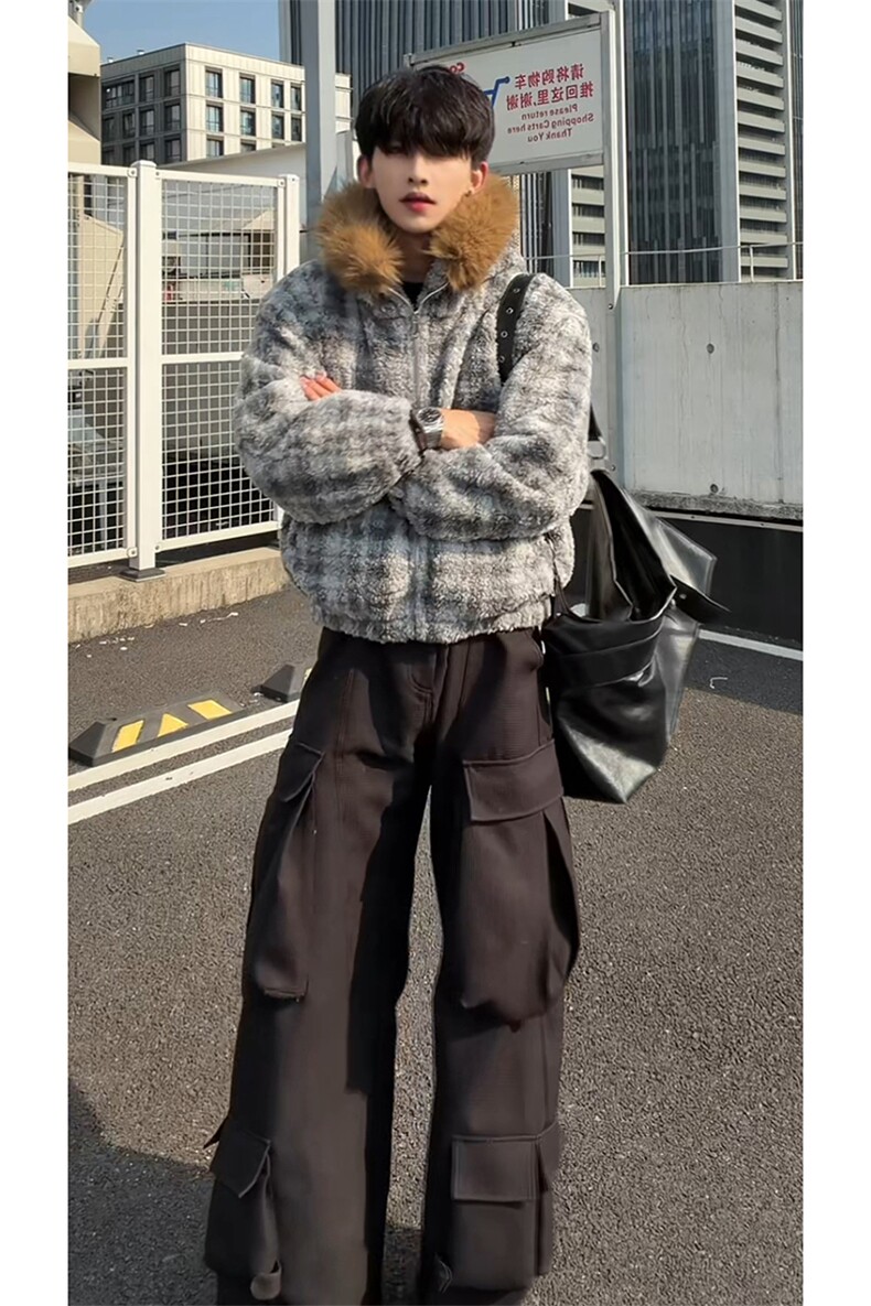 复古秋冬松弛感上衣外套潮搭舒适撞色法式时髦街头棉衣HY888P100,男装棉衣,电商A102B