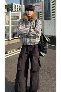 复古秋冬松弛感上衣外套潮搭舒适撞色法式时髦街头棉衣HY888P100图片