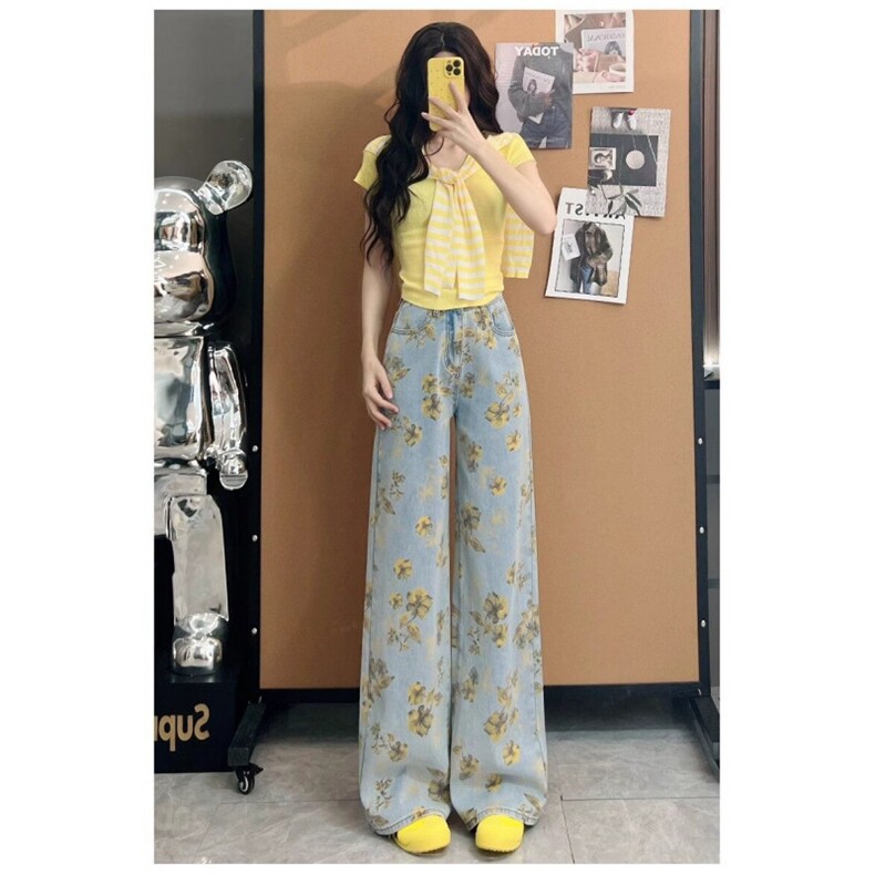 AK2249-P50夏季薄款2026年新款显瘦阔腿裤直筒牛仔裤女图片