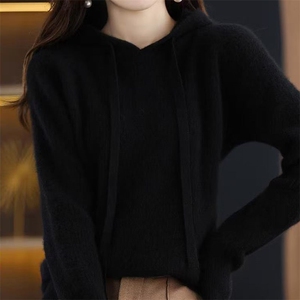 2025年秋季女士抽条帽衫套头图片