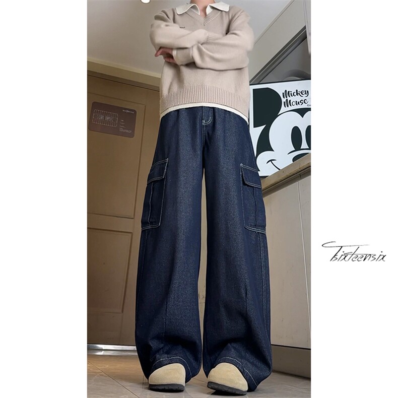 美式风阔腿工装牛仔裤男士秋季宽松潮牌裤子A166-NA5707-P50控88图片