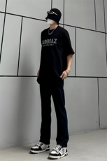 B221美式ins高街暗黑小众情侣毛巾绣直筒牛仔裤LK23021-P65控88，男装牛仔裤，电商B221