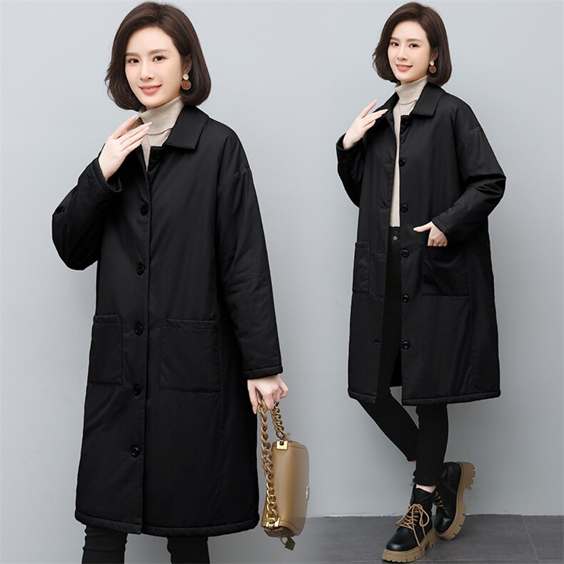 时尚百搭中长款棉衣外套女冬季新款宽松显瘦保暖棉服,女装棉衣/棉服,江忆布依