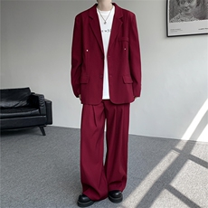 潮流休闲西装外套高级痞帅宽松韩版自带垫肩西服外套可整套搭配，男装西服，电商B319