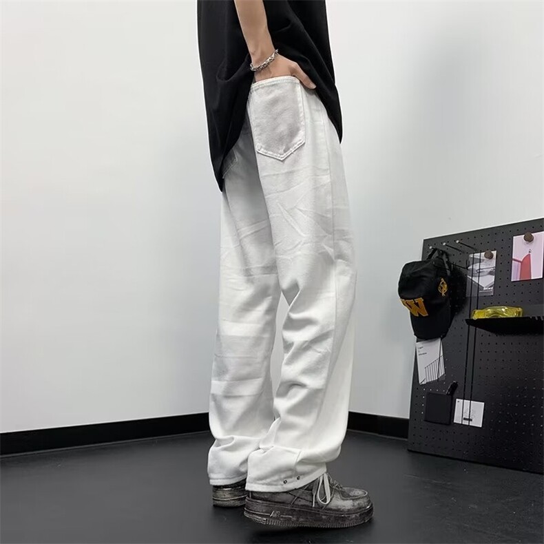 白色牛仔裤男士韩版潮流痞子帅气百搭2024夏季ins长裤RK1826-P39,男装牛仔裤,星座412-3