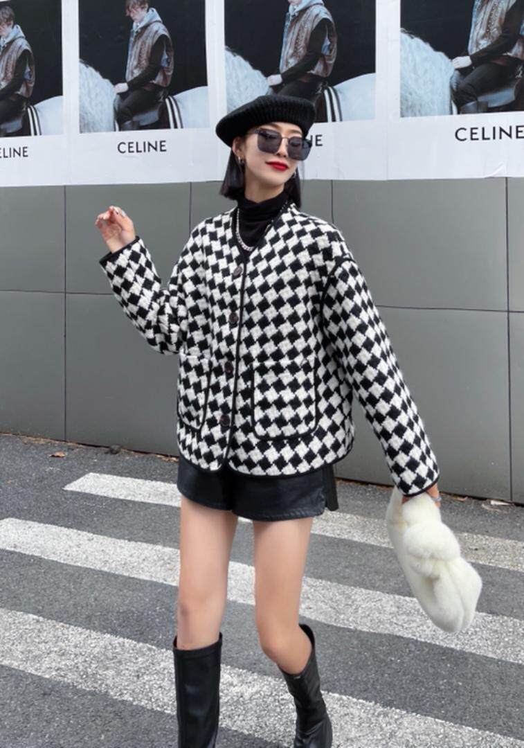 2021冬装新款加棋盘格外套补单，其它，妍舞飞扬